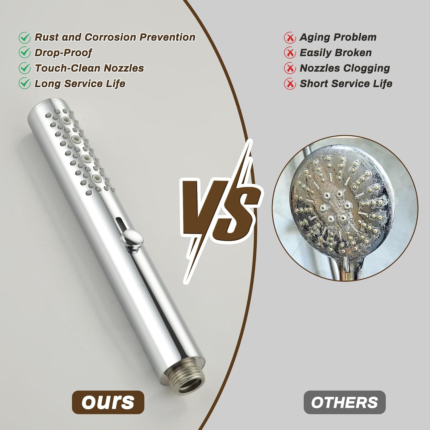 Shower Slide Bar System, 35.4 Inch Shower Bar Slide Set, 3-Function High Pressure Slide Bar Handheld Shower Head with 70.8 Inch Stainless Steel Hose, Brass Outlet Elbow-Chrome