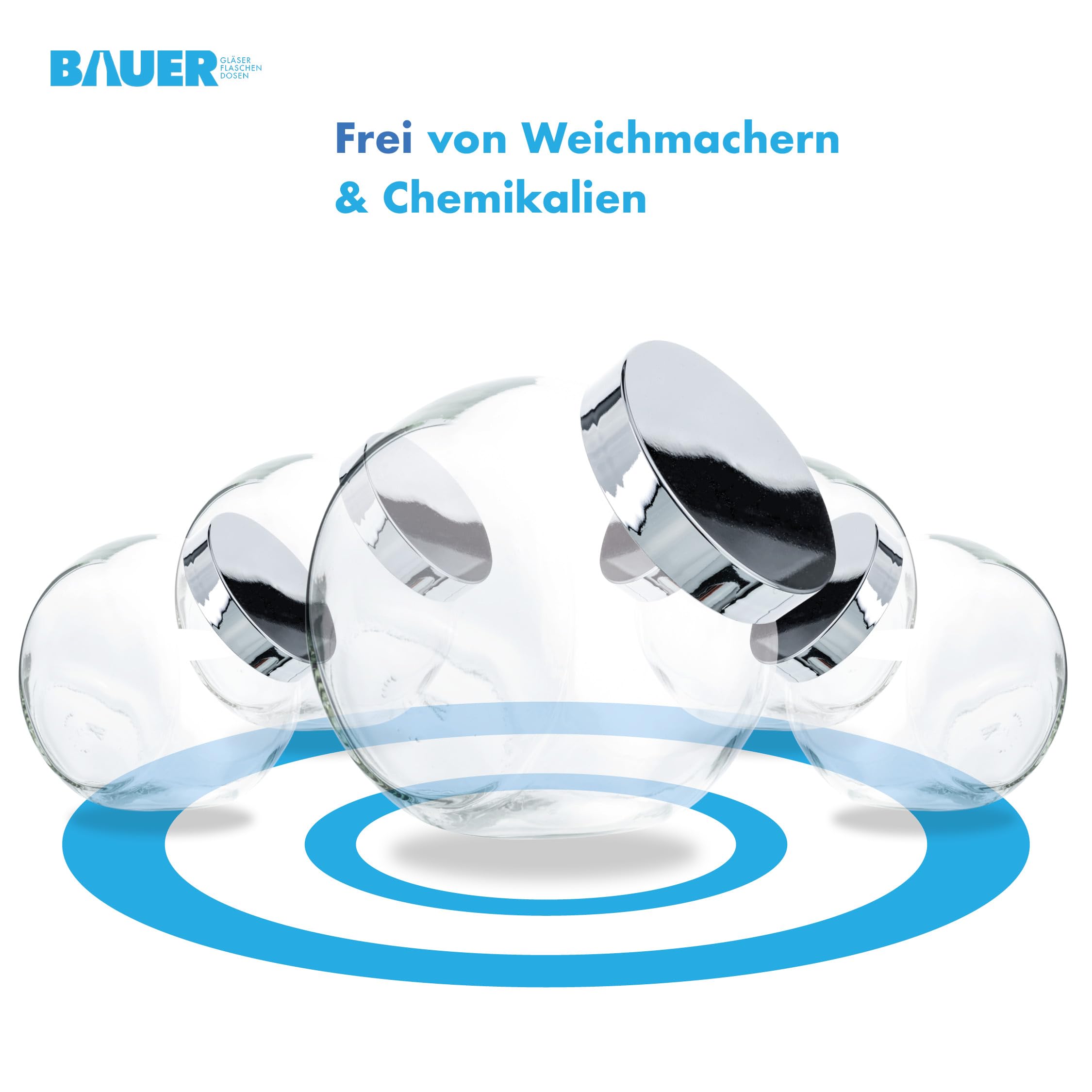 Flaschenbauer - 6X bocaux à bonbons 2L avec couvercle en plastique argenté, idéal comme bocal de stockage pour les articles de cosmétique ou pour un candy bar.