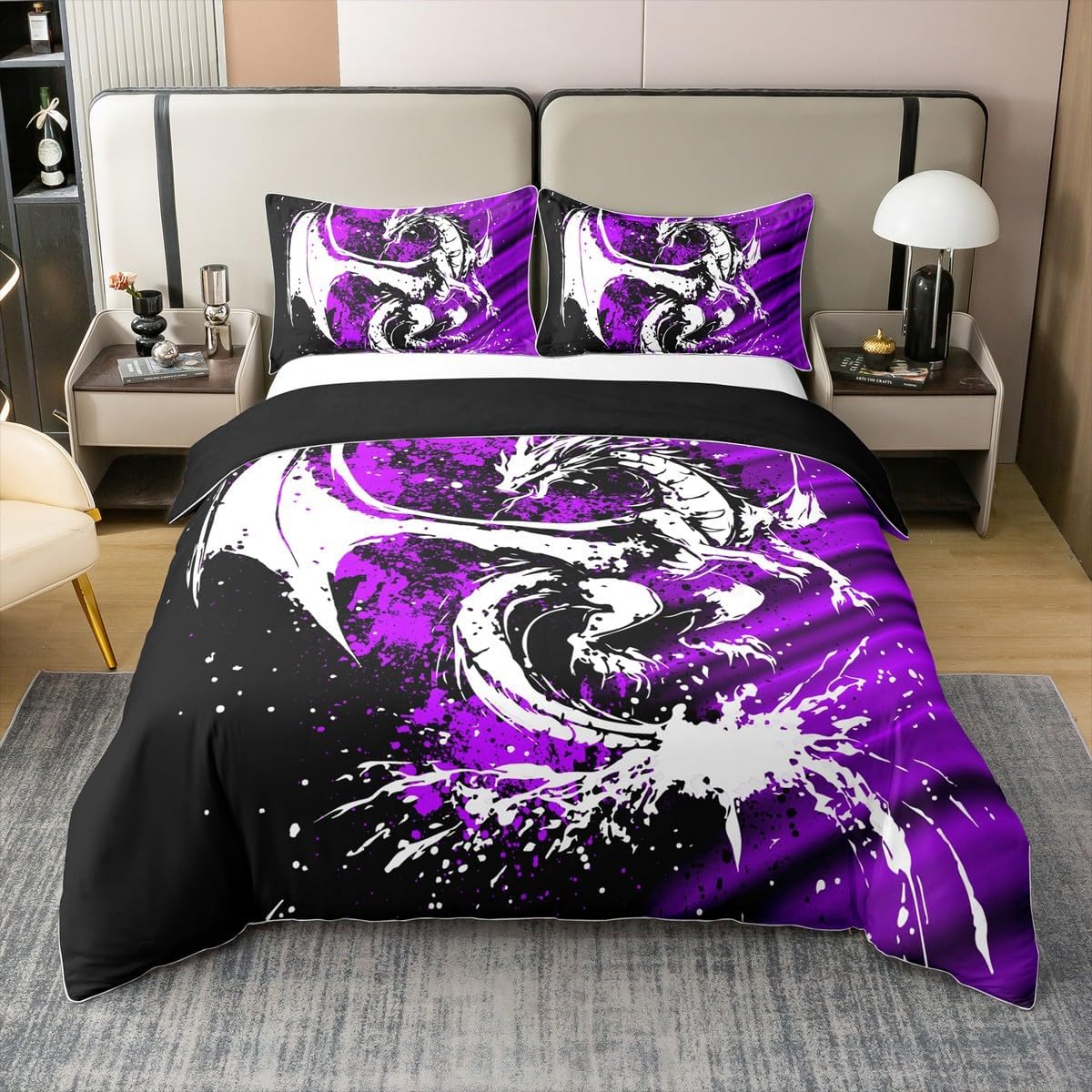 jejeloiu Wolf Duvet Cover 100% Cotton Full Size Boys Girls Wolves Howling Bedding Set Breathable Soft Mountain Moon Animal Comforter Cover 3Pcs Bedroom Decor Microfiber Zipper Closure