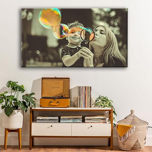 Miniatura 5 de Laoife Impresiones en lienzo personalizadas con tus fotos, arte de pared de 32 x 16 pulgadas, fotos personalizadas en lienzo. Carga tu imagenfoto.