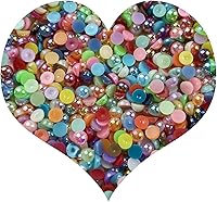 Vista 44 de 1500 piezas de cuentas de media perla de 4 mm, color AB negro, cuentas de perlas planas para manualidades, cuentas de plástico redondas, cuentas