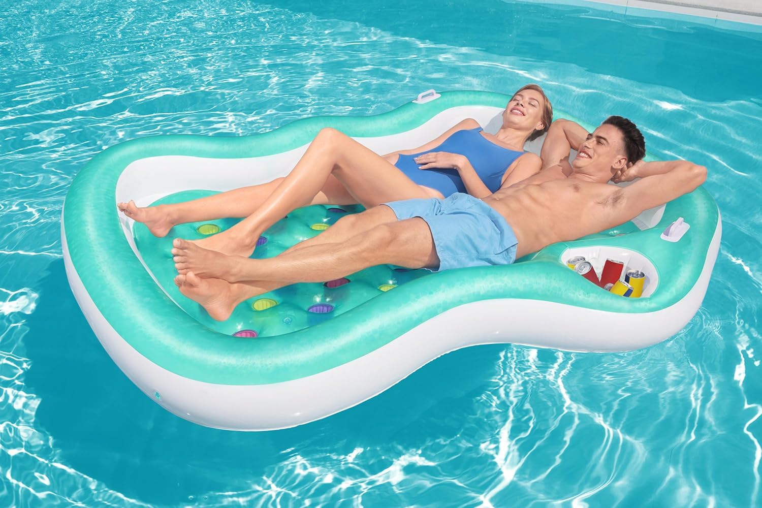Bestway Inflatable Island Lounger, Swimming Pool Floats, Floating Bed for Adults and Kids