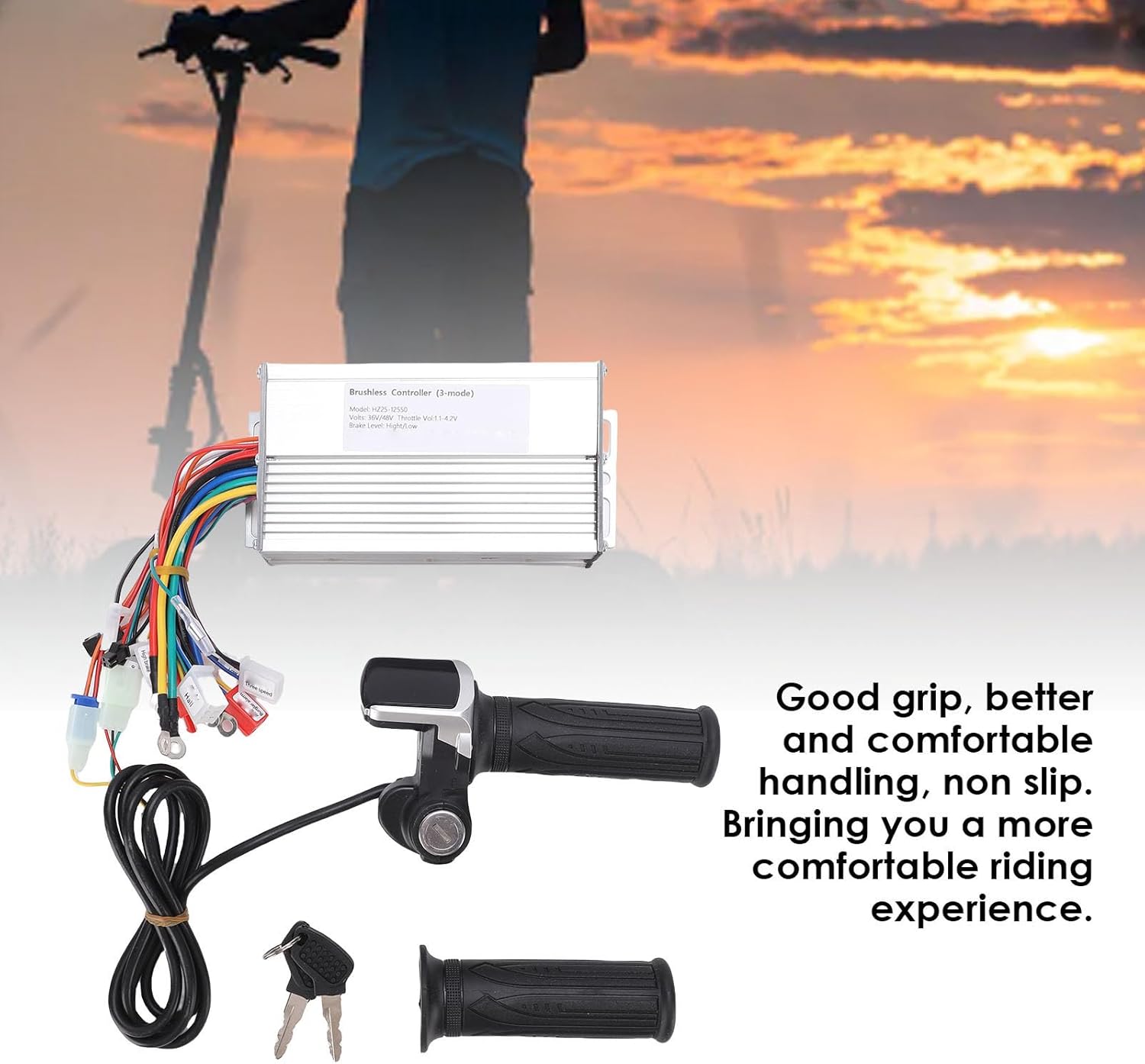 Scooter Motor Controller Throttle Grip Kit, Ergonomic Aluminum Alloy Accessories, Speed Adjustment Brake Sensitivity Kit with DIY Design, Ideal for Electric Scooter Engine