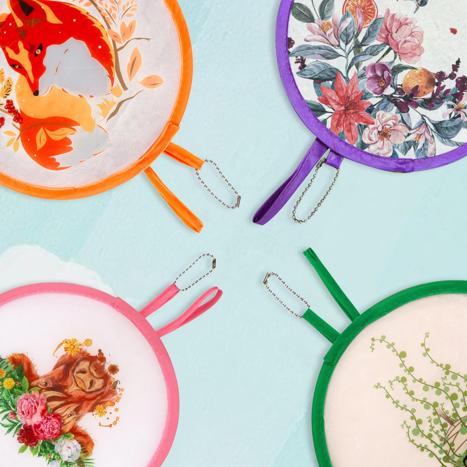 4 estilos de flores de animales, abanico de mano plegable japonés, ventilador plegable de mano compacto, ventilador plegable redondo para juegos al aire libre, decoración de Navidad, festivales,
