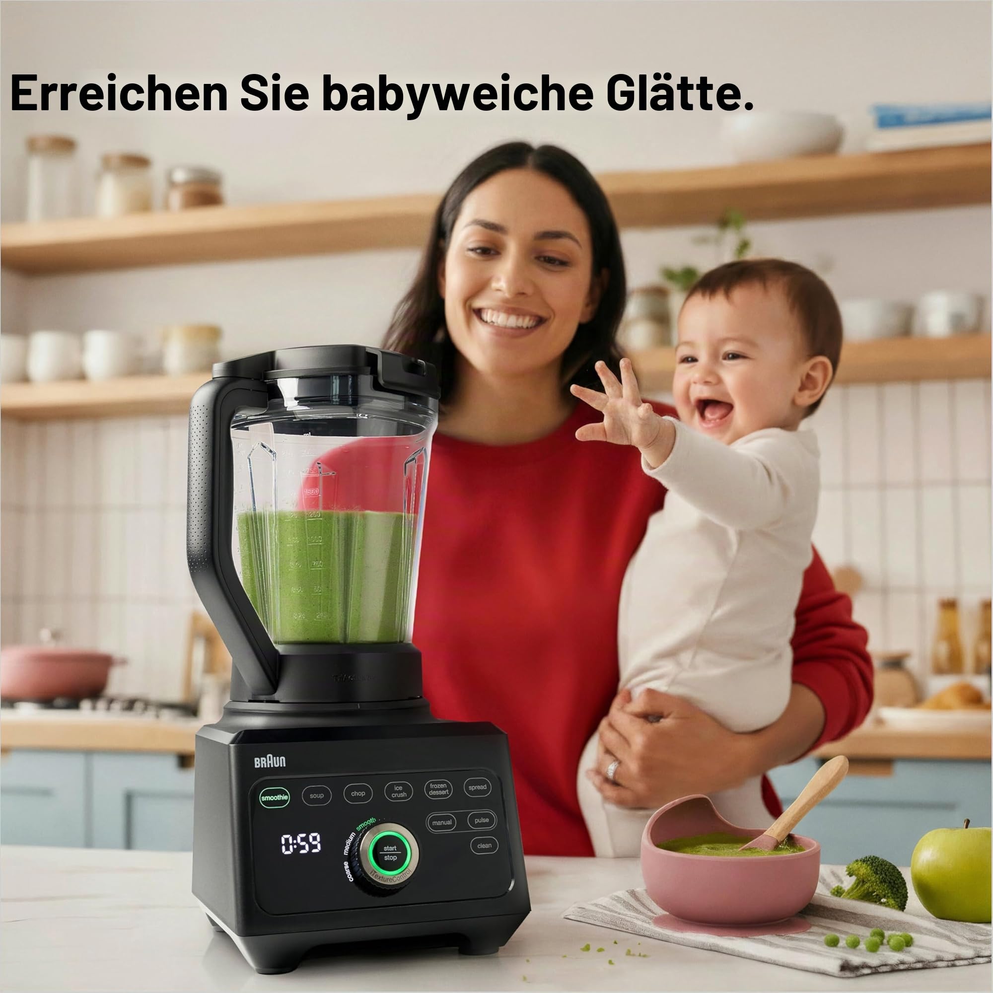 Braun PowerBlend 9 JB9040BK Hochleistungs-Standmixer mit 1600 Watt Motor, 2 l Tritan-Behälter, 18 Programme, 10 Geschwindigkeiten, Schwarz
