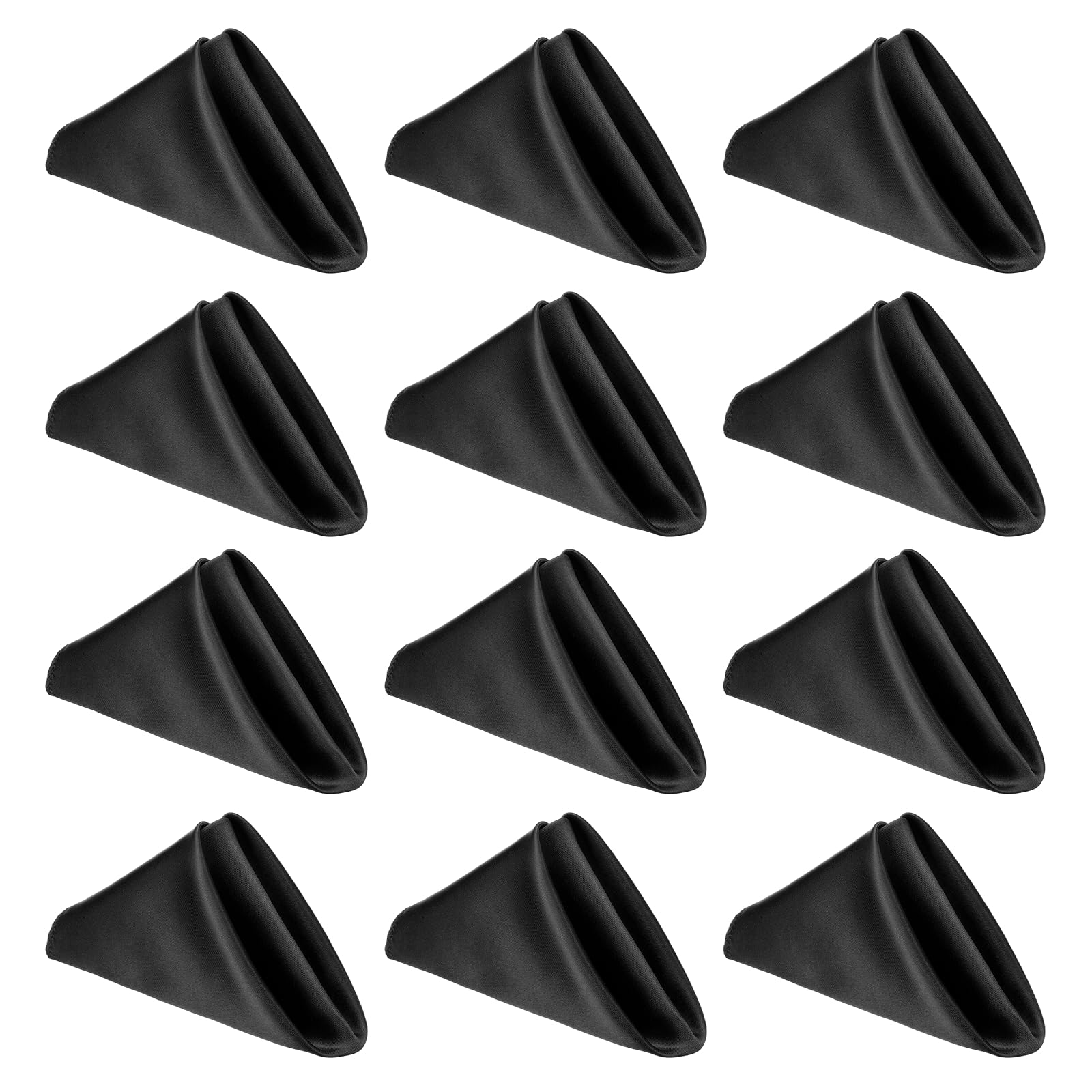 sourcing map 12 Pcs Black Satin Napkins, 12x12 Inch Dinner Napkins Cloth Washable Polyester Soft Square Table Decoration for Restaurant Parties Wedding Dining Banquet Event โ image 1