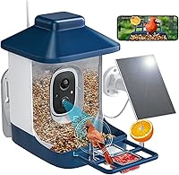 NAVFS Solar Bird Feeder Camera: AI Identifies 10,000+ Species, 1080P HD Live View, WiFi Alerts, Squirrel Deterrent - Ideal Birdwatching Gift
