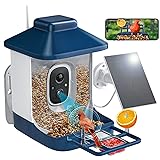 Bird Feeder with Camera, AI Bird Identification, Full HD Live Video, Solar Powered, 24Ghz WiFi, Instant Arrival Alerts - White Elephant Gifts