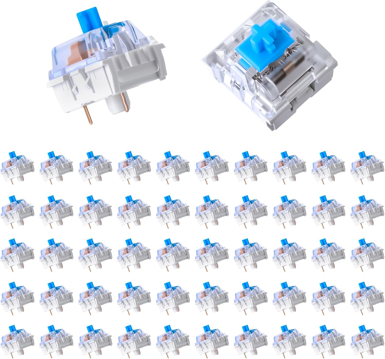50PCS Mechanical Keyboard Switches, 3 Pin Blue Clicky Switches