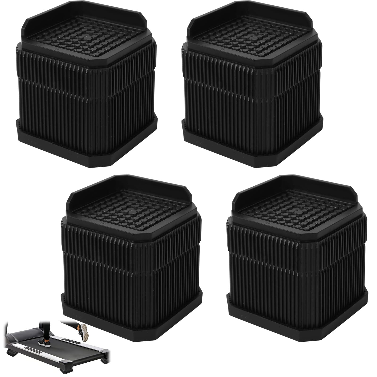 Penitue 4pcs Stackable Treadmill Incline Riser Blocks, Height Lift Incline Blocks for Uphill Training & Floor Leveling Non-Slip Upgrade Ramp for Home Gym Fitness Treadmill Accessories