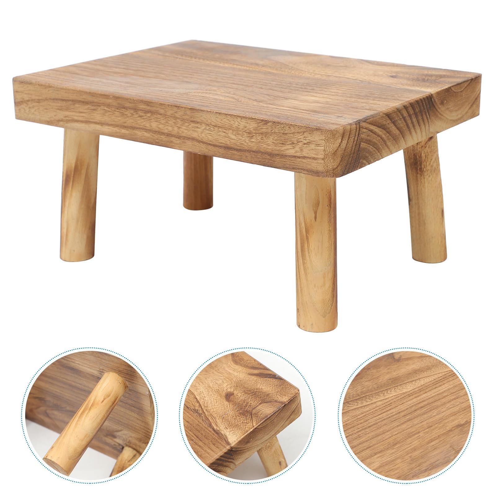 Portavaso in Legno Marrone, Sgabello Quadrato per Balcone e Giardino