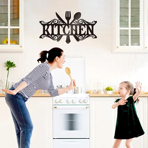 Miniatura 2 de Arte de pared de metal para cocina, decoración rústica de cocina, decoración de cocina de granja para pared, decoración de metal negro para comedor