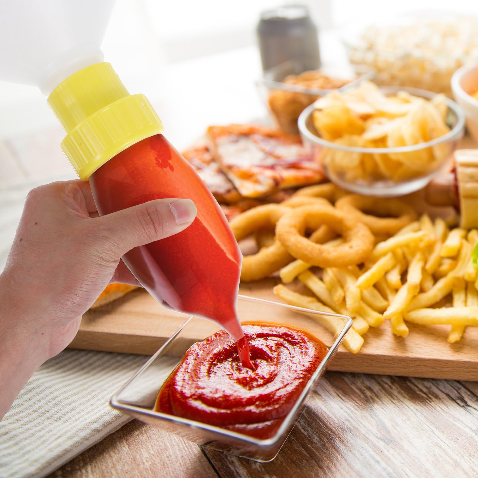 MAGICLULU Botella Exprimible de Cocina de Plástico de 3 Litros con Tapa Grande para Fácil Rellenado, Dispensador Recargable Adecuado para Entornos Comerciales y Líneas de Reutilizable