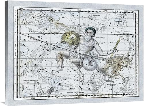 Global Gallery Budget GCS-450159-2432-142 - Lienzo decorativo para pared, diseño de Alexander Jamieson Mapas de los cielos Aquarius The Water Bearer
