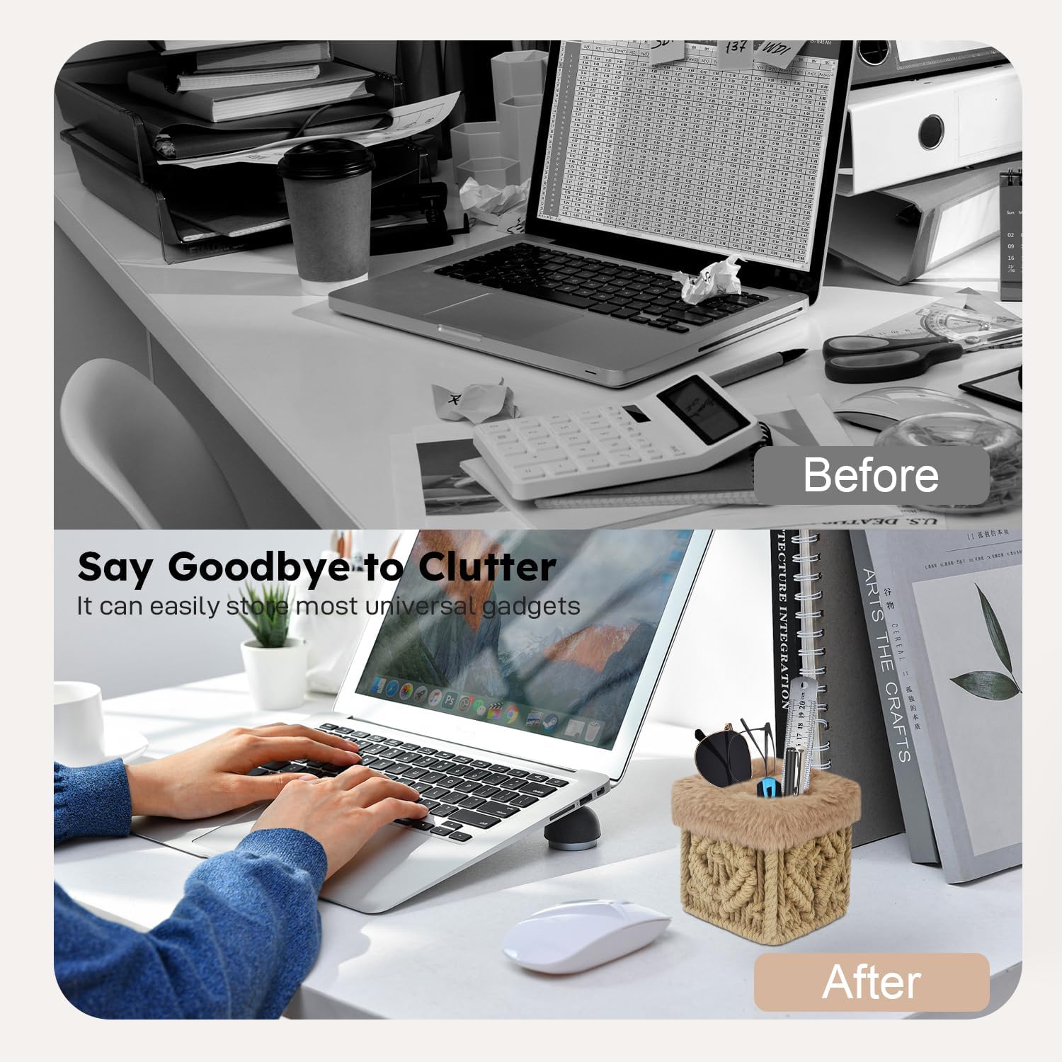 2 in 1 Glasses Holder Stand, Anti-scratch Plush Lined Eyeglass Holder Stand, Eye-glass Storage Organizer Case for Nightstand, Office Desk, Table, Brown - Image 4