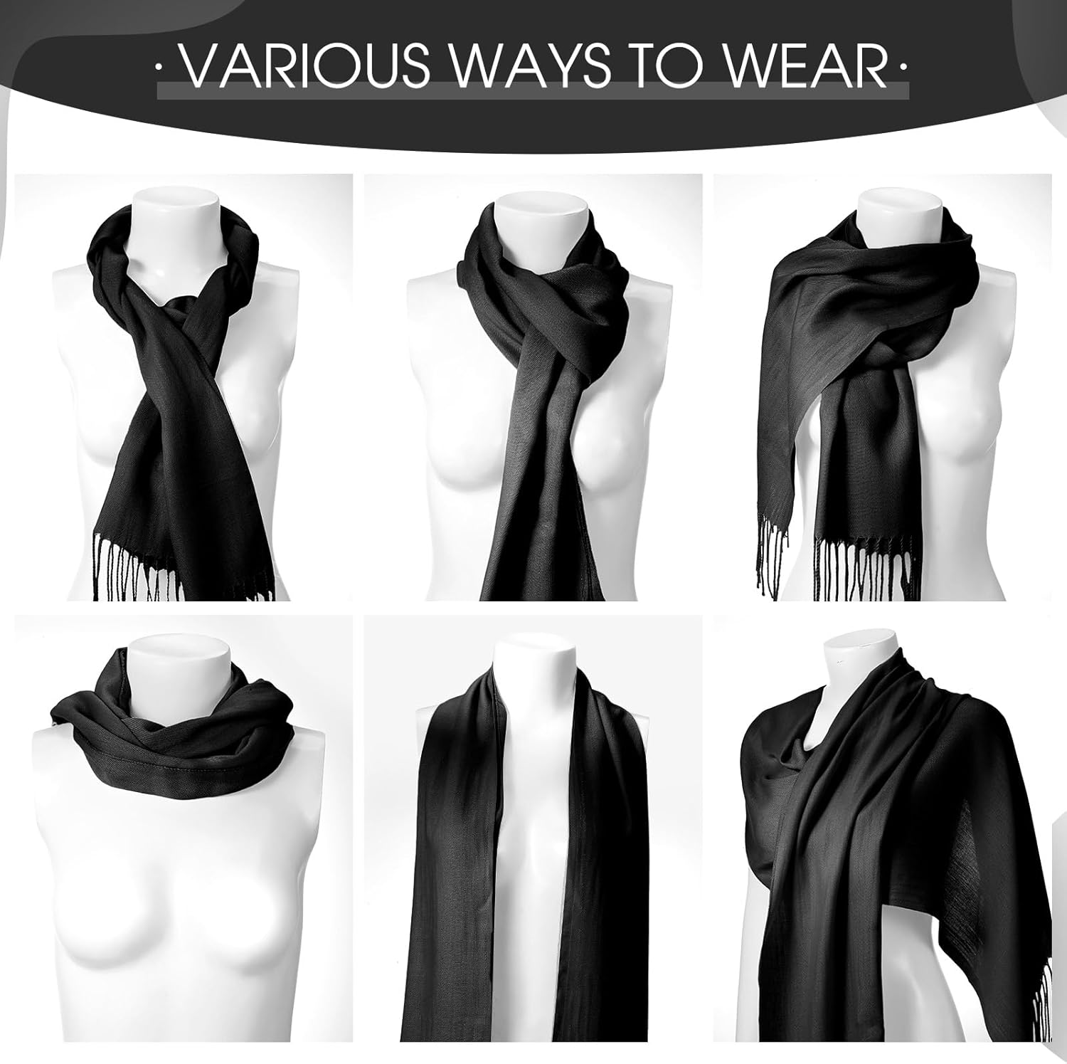 48 Pcs Scarf Bulk Shawls and Wraps Tassel Edge for Wedding Bridesmaid Party Favors, 13.8 x 78.8 in - Image 4