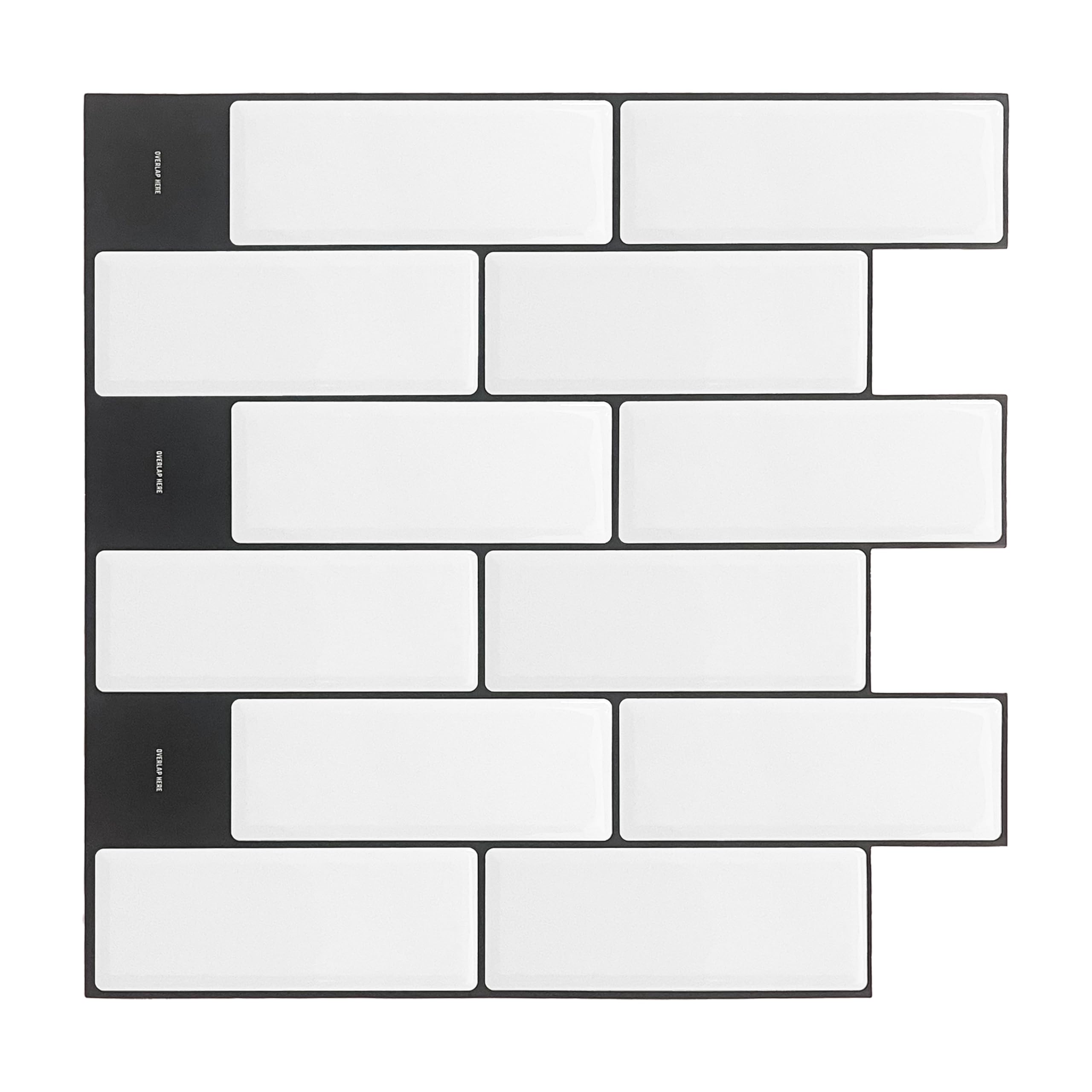 WALPLUS 3D Tile Stickers Peel and Stick Backsplash Splashback Decals Tile Transfer for Kitchen Bathroom Living Room Stick on Tile Waterproof London Minimalist Brilliant White 6 Sheets 30.5cm(12")