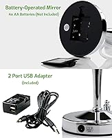 Vista 3 de Ovente Espejo de maquillaje iluminado para mesa de 7.5 pulgadas, 360 grados, giro de doble cara, 1 lupa redonda de 10X, LED con interruptor