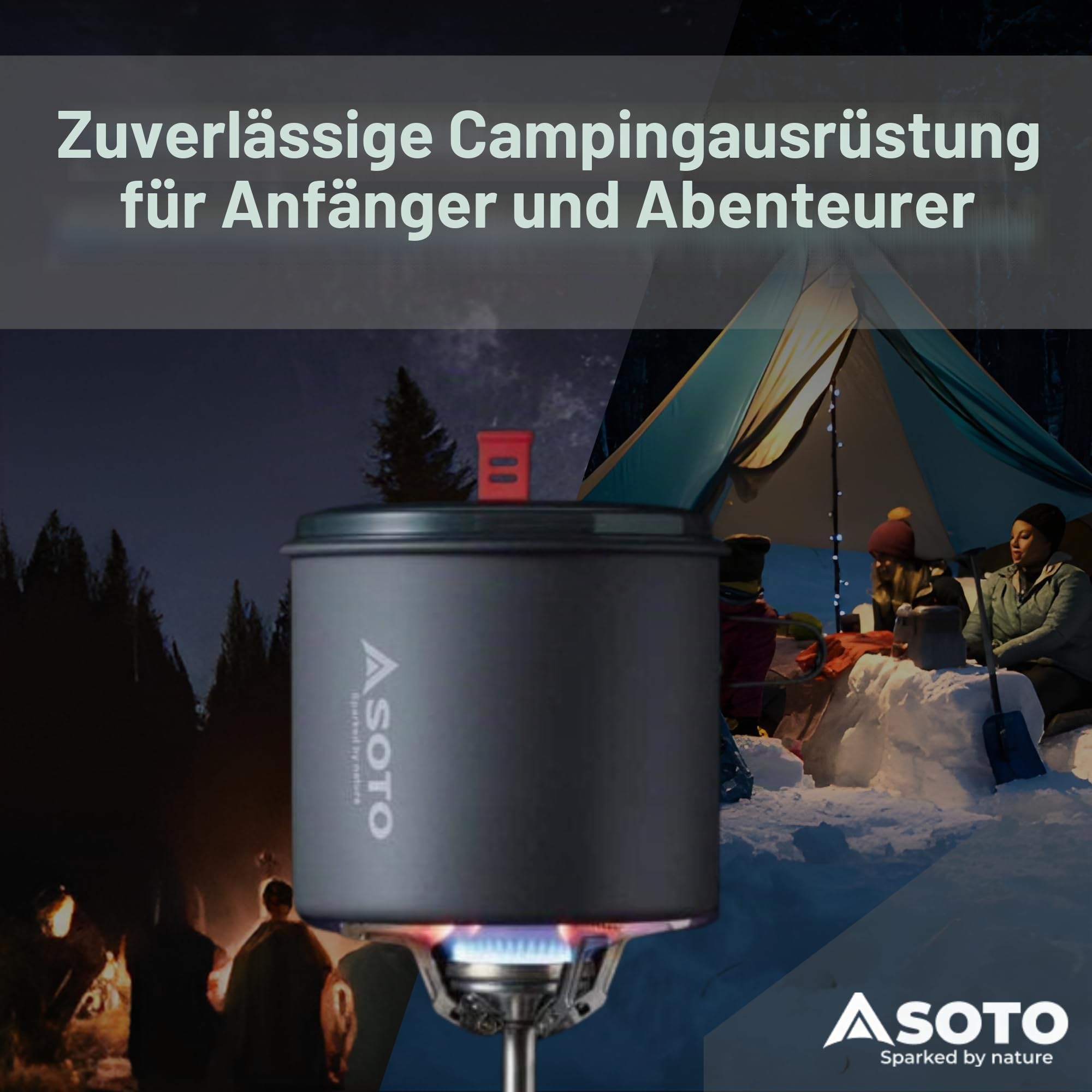 SOTO New River Pot Campingtopf 1000 ml Aluminium mit Deckel, 141 g | Hartanodisiert, BPA-frei; faltbarer Griff, kleines Packmaß; rutschfester Boden; inkl. Tasche; für Solo-Trekking