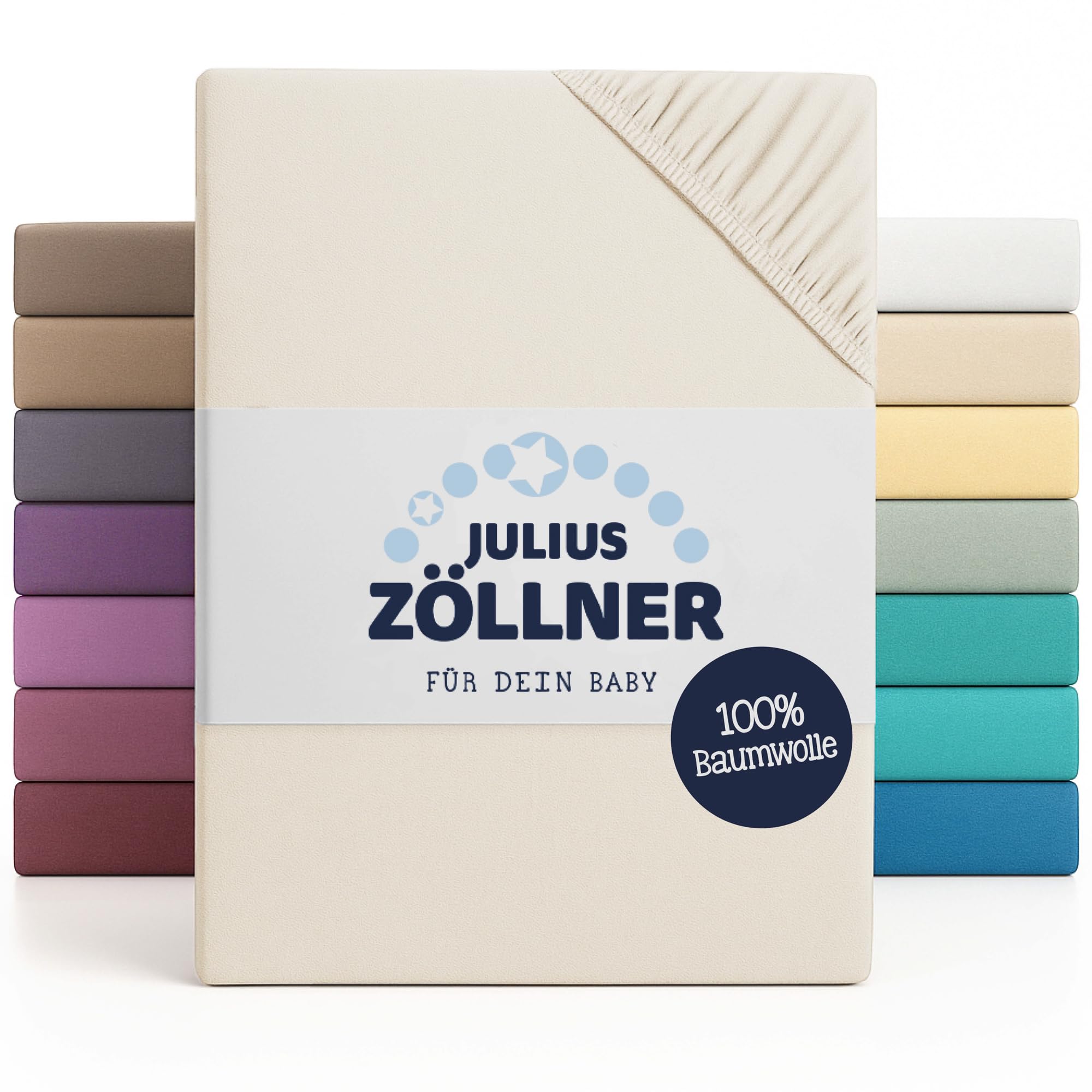 Julius Zöllner 8350013230 - Spannbetttuch Jersey für Stillbett, Größe: 50 x 100 cm, Farbe: ecru
