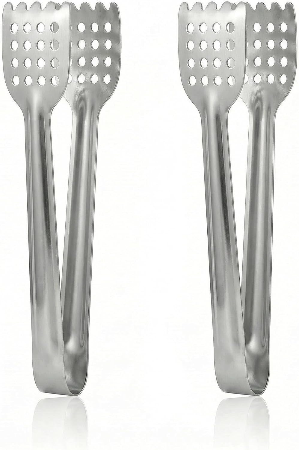 2Pcs Small Tongs for Serving Buffet Party Stainless Steel Mini Silver Kitchen Cooking Bar Salad Tong Set Durable Lightweight Ergonomic Grip for Home Dining 6.69 Inch