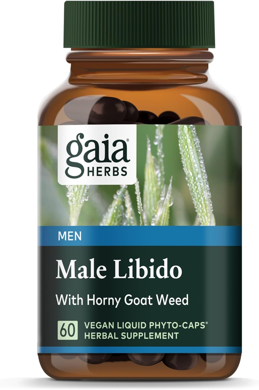Gaia Herbs Male Libido – Herbal Supplement with Saw Palmetto, Horny Goat Weed, Maca & Oats – Supports Stamina, Vitality & Hormone Balance for Men – 60 Vegan Liquid Phyto-Capsules (20-Day Supply)