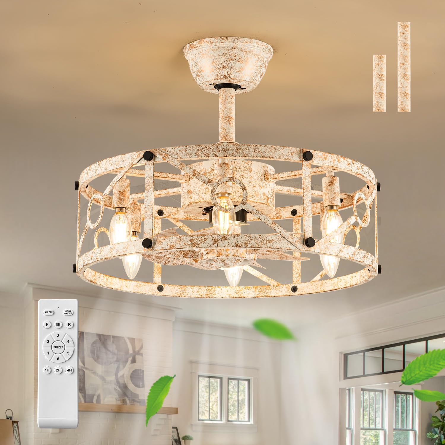 TFmanQ1 Cage Ceiling Fan with Light