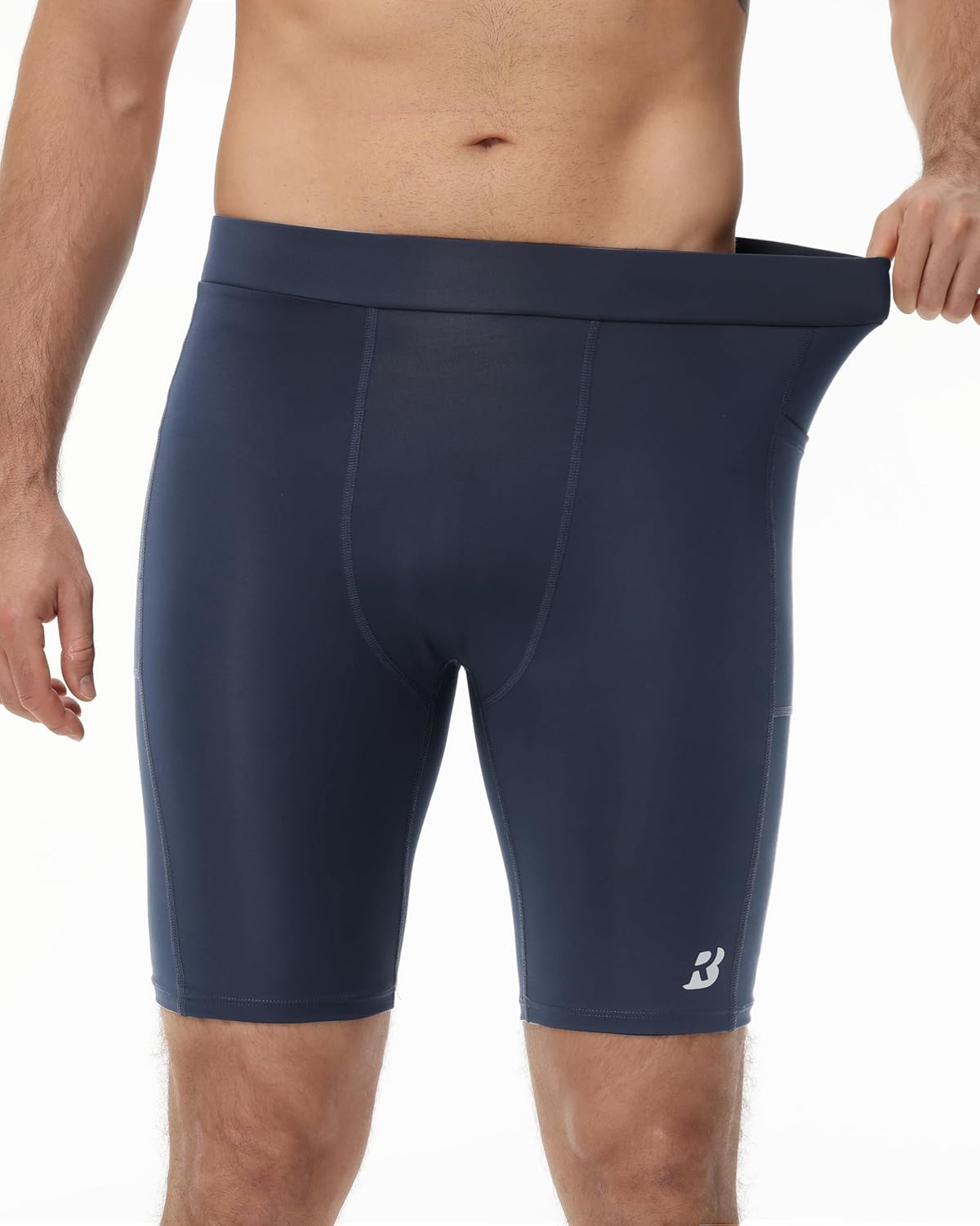 Roadbox Workout Compression Shorts for Men - 8" Running Spandex Shorts with Pockets Gym Sport Athletic Performance Underwear - Image 2