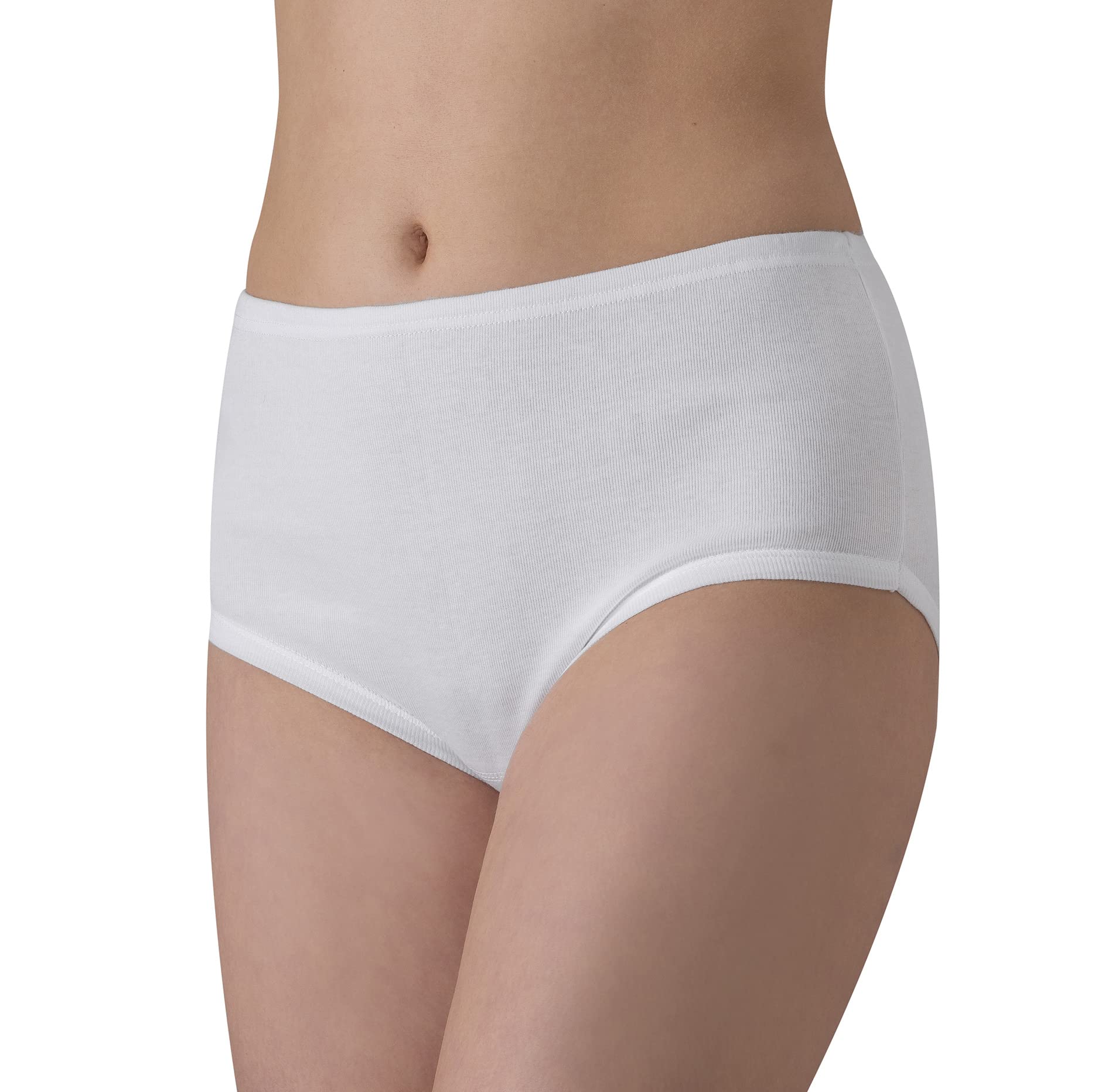 Felis Confezione da 6 Culotte Donna Classica a Vita Alta Cotone Liscio con Bordo, Mutande Donna Bianche, Traspiranti e comode, Persone anziane, sgambate, Taglie Forti