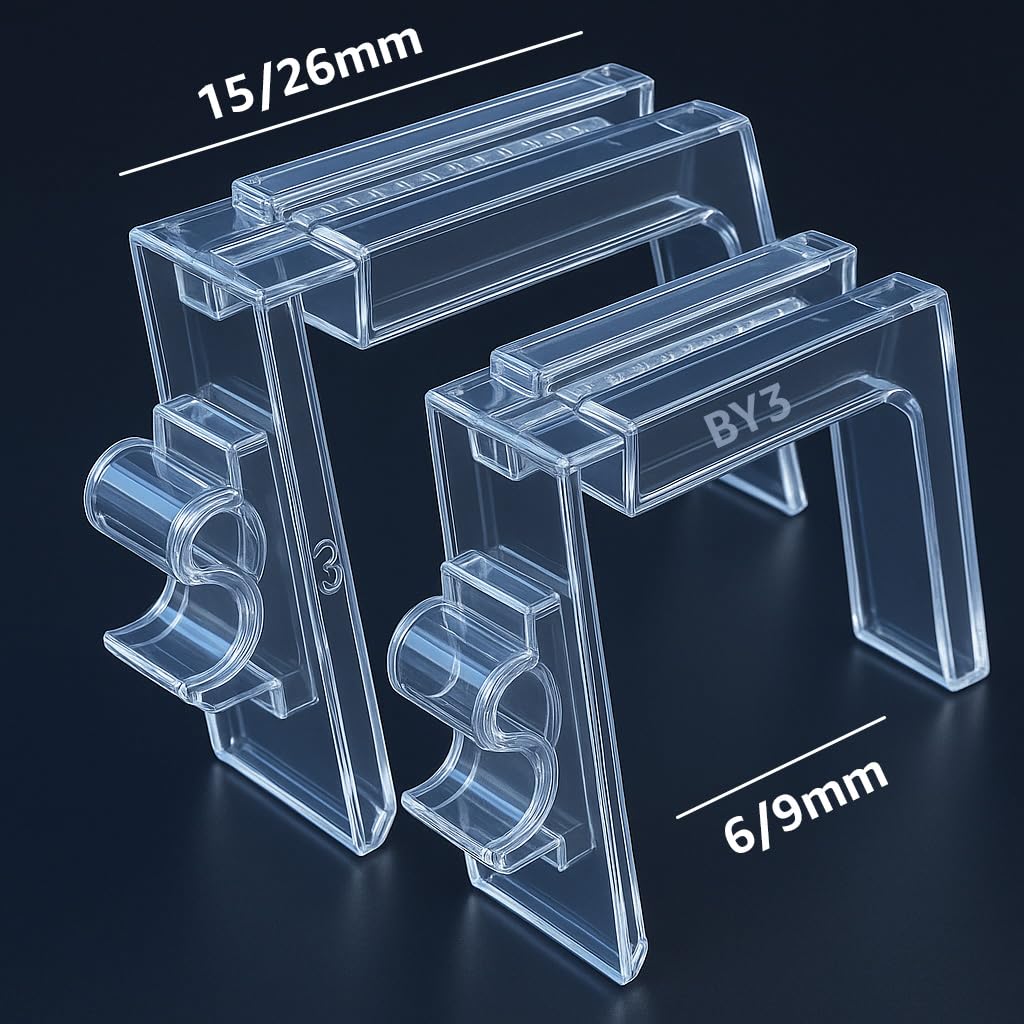 Agganci regolabili per Barre con strappo Supporto bastoni NO FORO Binari tenda a pannello o tenda a vetro finestra Gancini per tende a pacchetto senza forare infisso (1 Coppia da 15 a 26mm)