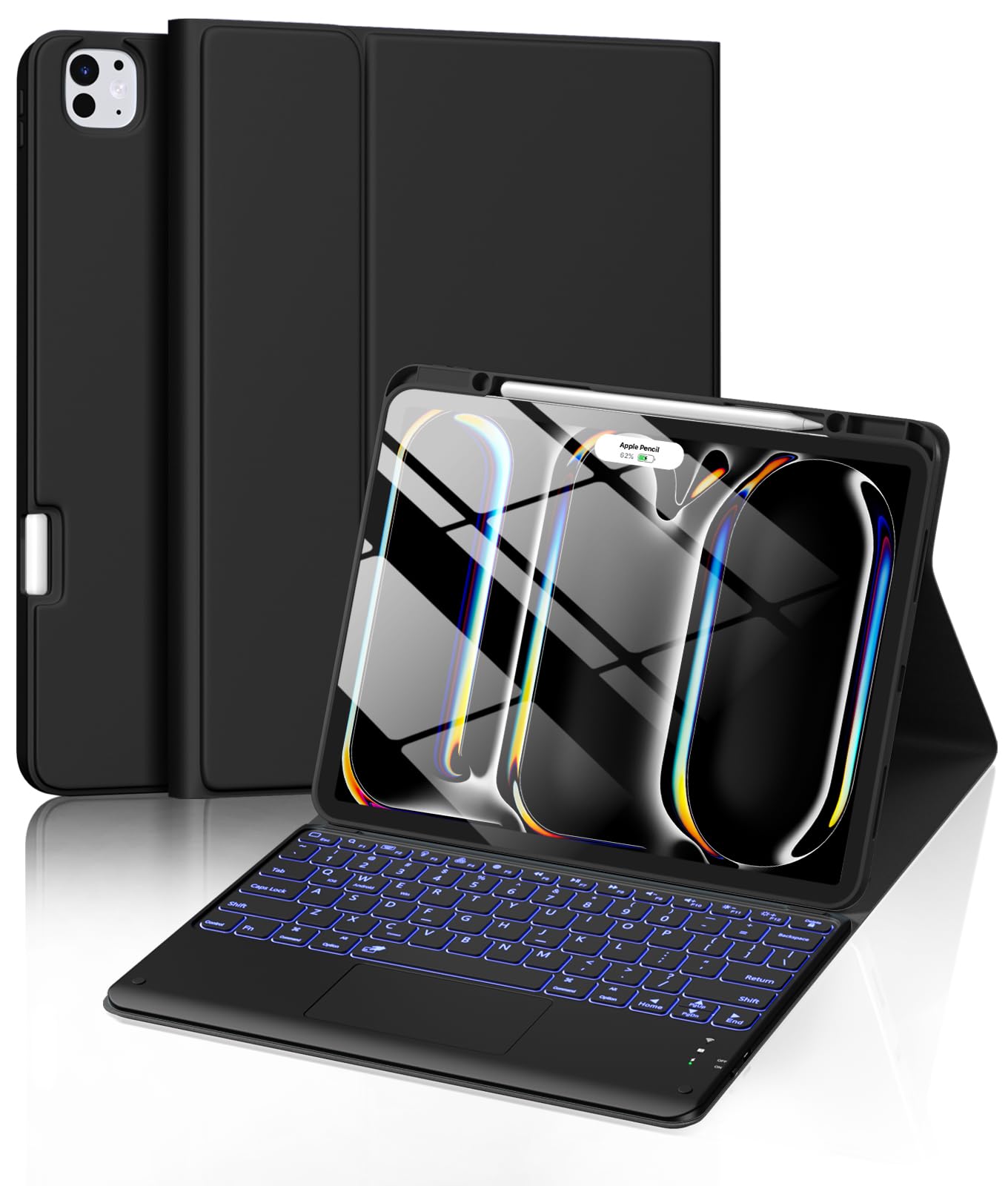 Photo 1 of Harvopu for iPad Pro 13 Inch Case with Keyboard (M5/M4) 2025/2024, Magnetic Wireless Detachable Keyboard with Multi-Touch Trackpad 7 Colors Backlit Stain Proof Folio Cover for iPad Pro 13 Inch, Black
