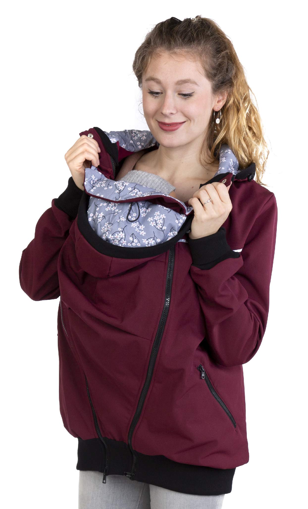 Viva la Mama Veste de portage 4 en 1 pour porter sur le dos ou la poitrine, softshell, veste de grossesse + veste kangourou – Aventuris