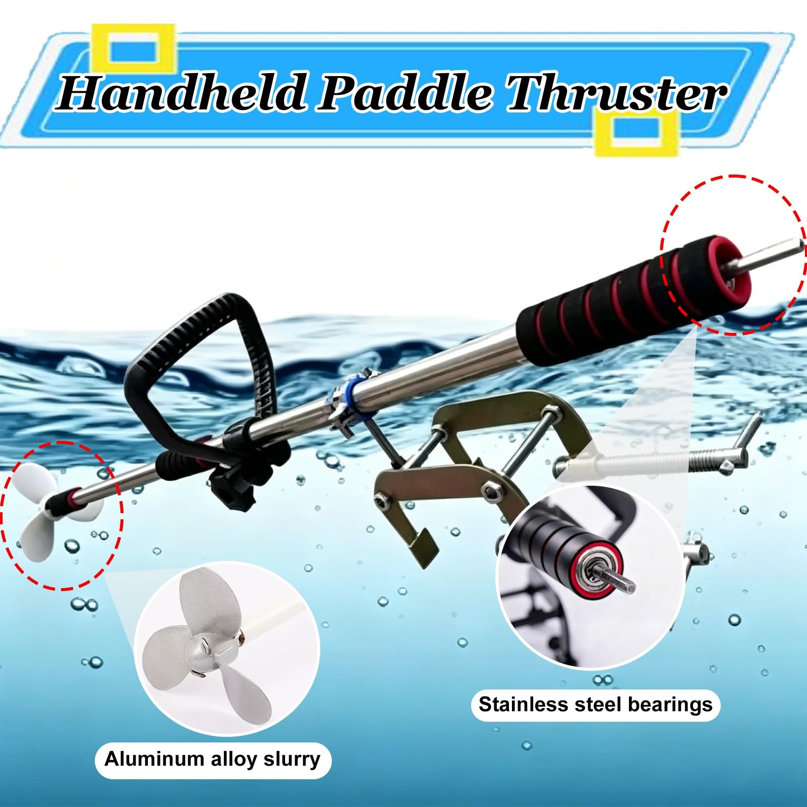 Remo motorizado Kayak Remo Motorizado Ligero para (Taladro No Incluido); Motor Fueraborda Portátil para Lagos Y Arroyos; Propulsor con Montaje En Remo