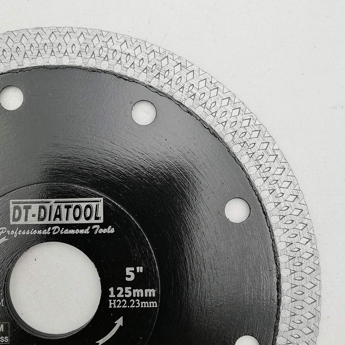 DT-DIATOOL Diamentowe ostrze piły 5 szt., 125 mm, tarcza tnąca z siatką X, turbo, do płytek porcelanowych, marmuru, ceramicznego granitu