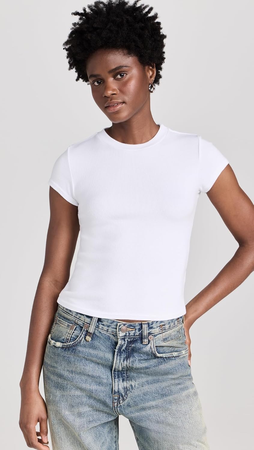 perfectwhitetee Women's Jude Ribbed Baby Tee - Image 2