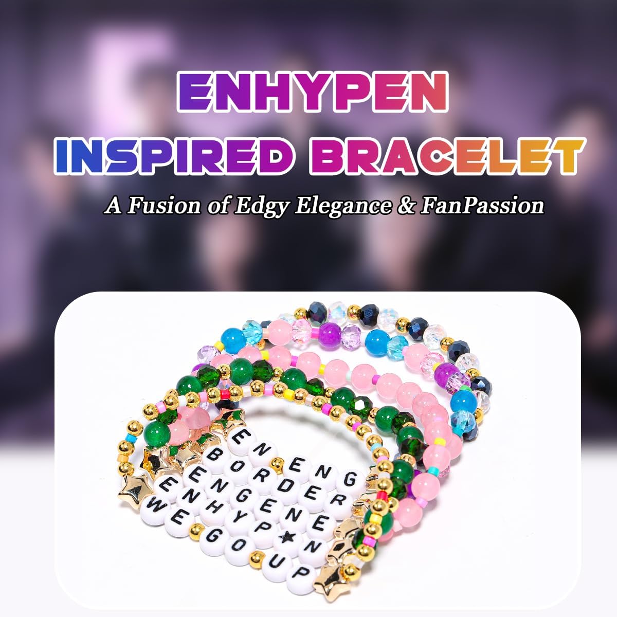 AICase for Enhypen Merch Gifts Inspired Crystal Bracelets 5 Pcs Stackable Stretch Friendship Beaded Bracelets Merchandise Jewelry Gifts for Fans Birthday Christmas Stocking Stuffers_207 - Image 2