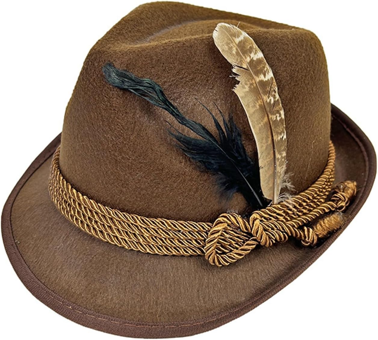 Trachtenhut Oktoberfest Mit Feder - Filzhut In Grau Mit Deutschland Band