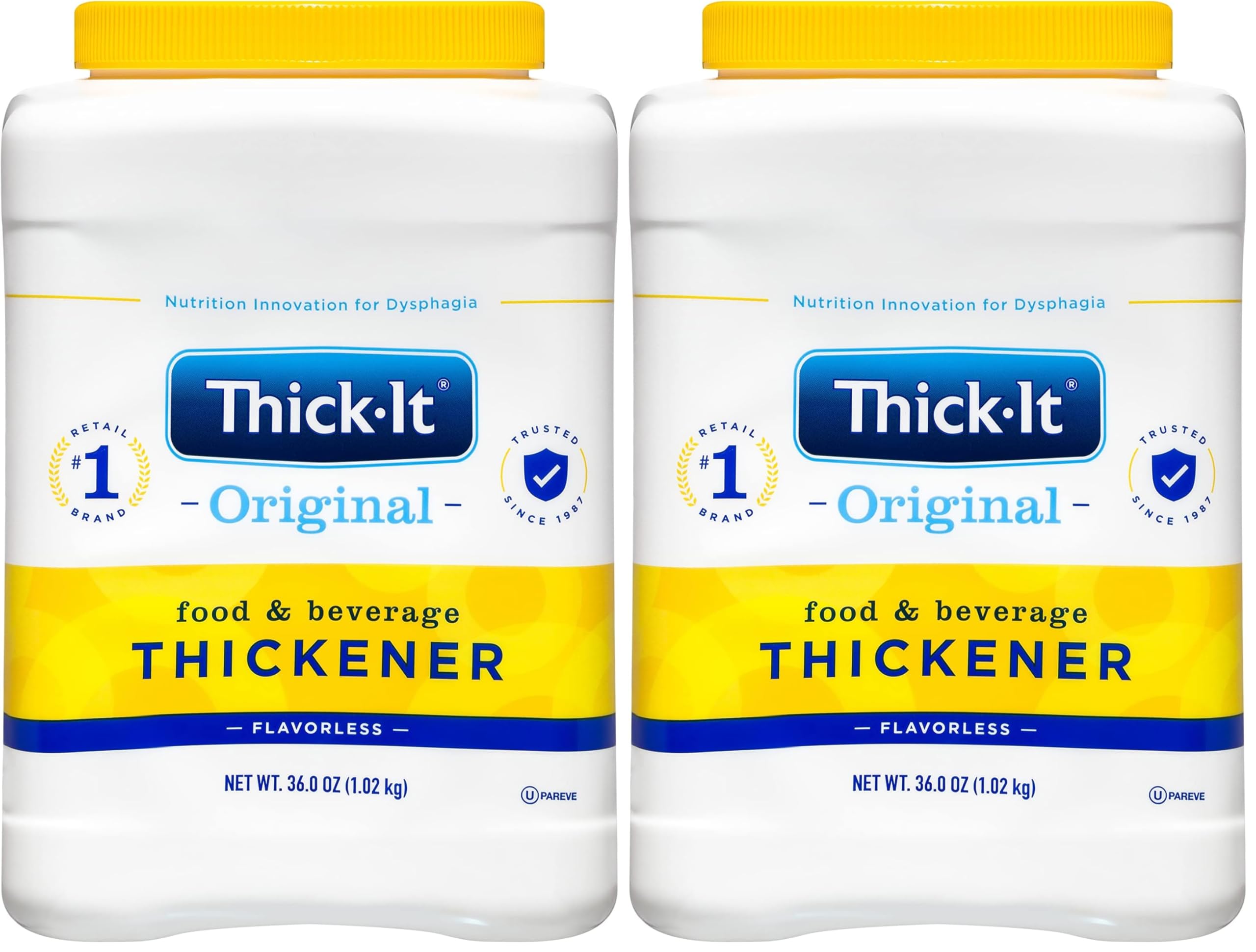 Thick-It Original Food & Beverage Thickener, Flavorless Powder for Dysphagia (IDDSI), Digestible Swallowing Aid, Easy-to-Mix & Instant Dissolve, Used in Hot & Cold Food, 36 oz Canister (Pack of 2)