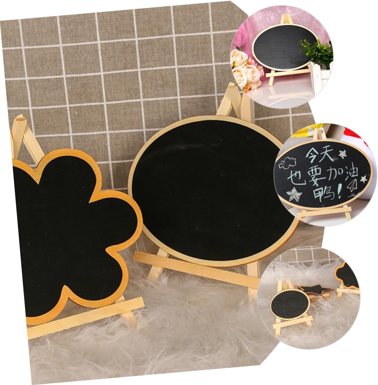 5pcs Desktop Mini Blackboard Memo Boards, Boxwood Wipeable Surface Xmas