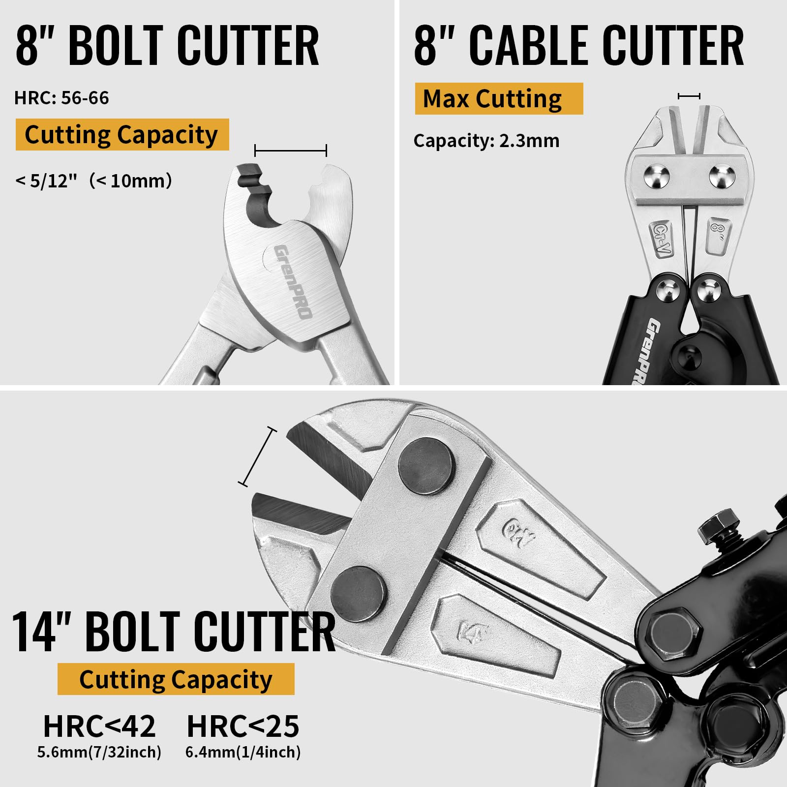 GRENPRO Bolt Cutter Pliers Set - 3 Sizes -6 GRENPRO Bolt Cutter Pliers Set - 3 Sizes -6