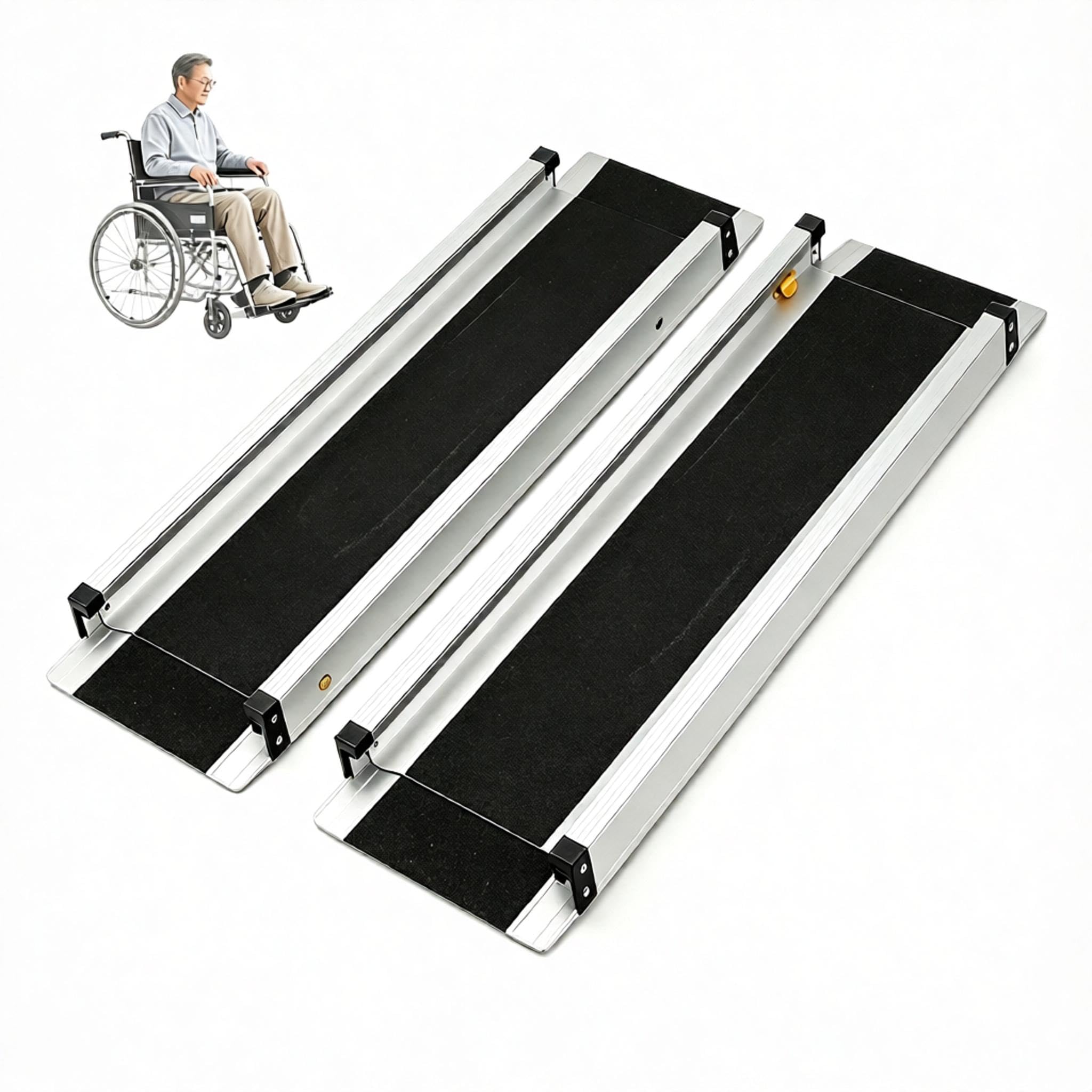 2 Rampas Telescópicas Portátiles para Sillas De Ruedas | Rampa para Umbrales De Puertas Y Escaleras, Capacidad De Carga De 275 Kg, Longitud Extendida De 122 Cm Y Altura Máxima del Escalón De 200