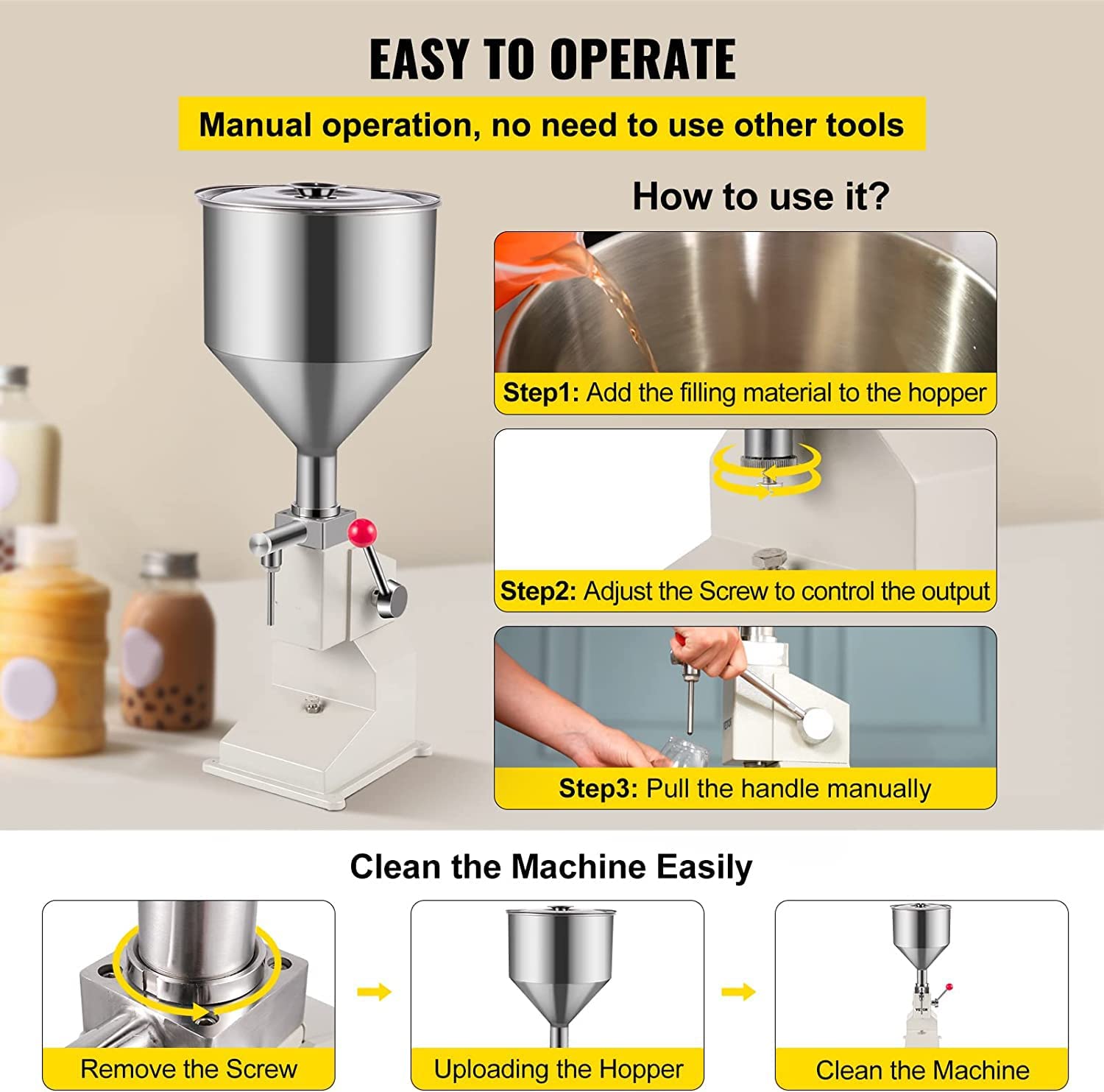 XQZMZSCP Manual Liquid Filling Machine Bottle Filler Manual Filling Machine 5-50ml Stainless Steel for Water Oil Lipgloss Lotion — view 5
