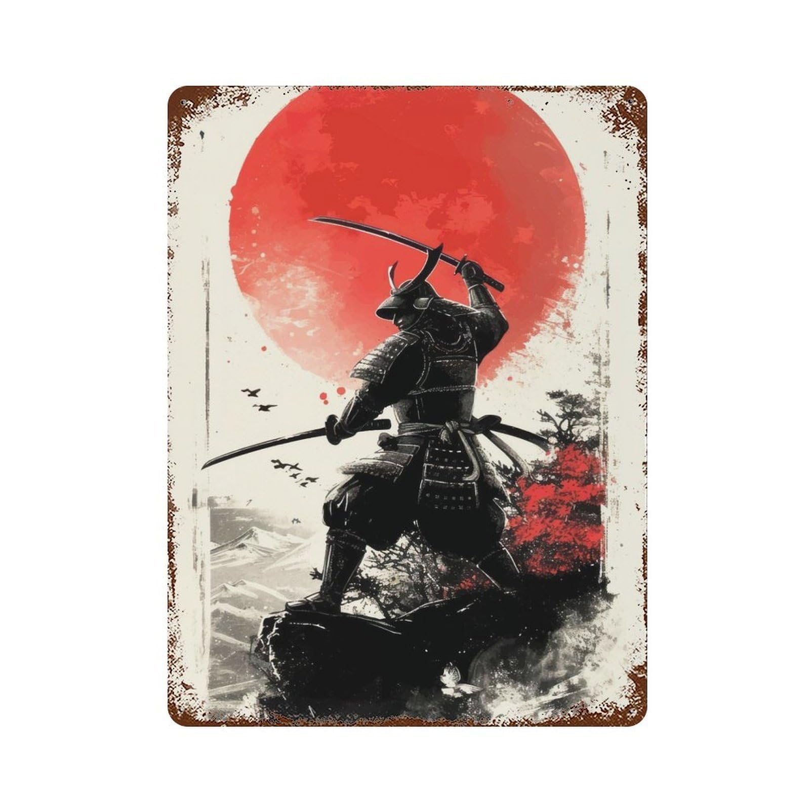 Shogun Weathered Tin Sign 15.7"x11.8", Novelty Wall Decor for Garage, Pub Or Kitchen