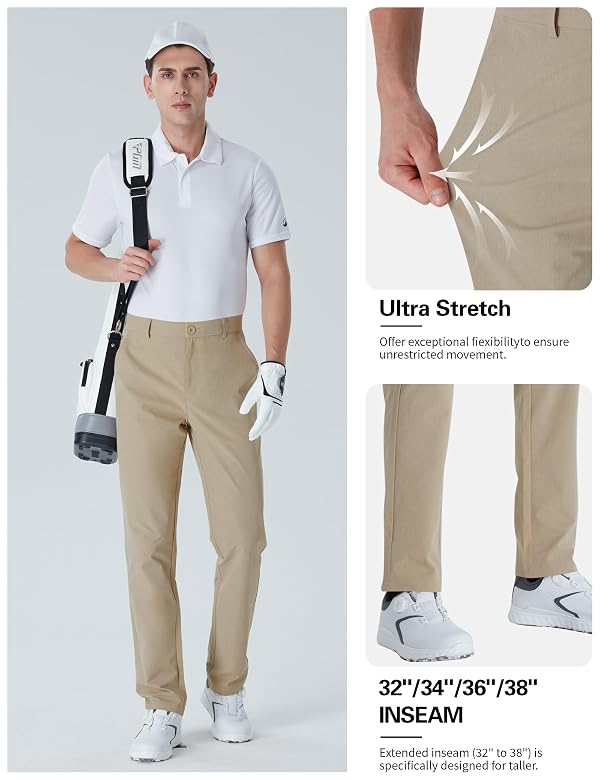 Idtswch Men's Tall Golf Pants 34" Stretch Work Dress Pants Lightweight Quick Dry Casual Trousers with Pockets Khaki by Idtswch - Used condition - Image 6