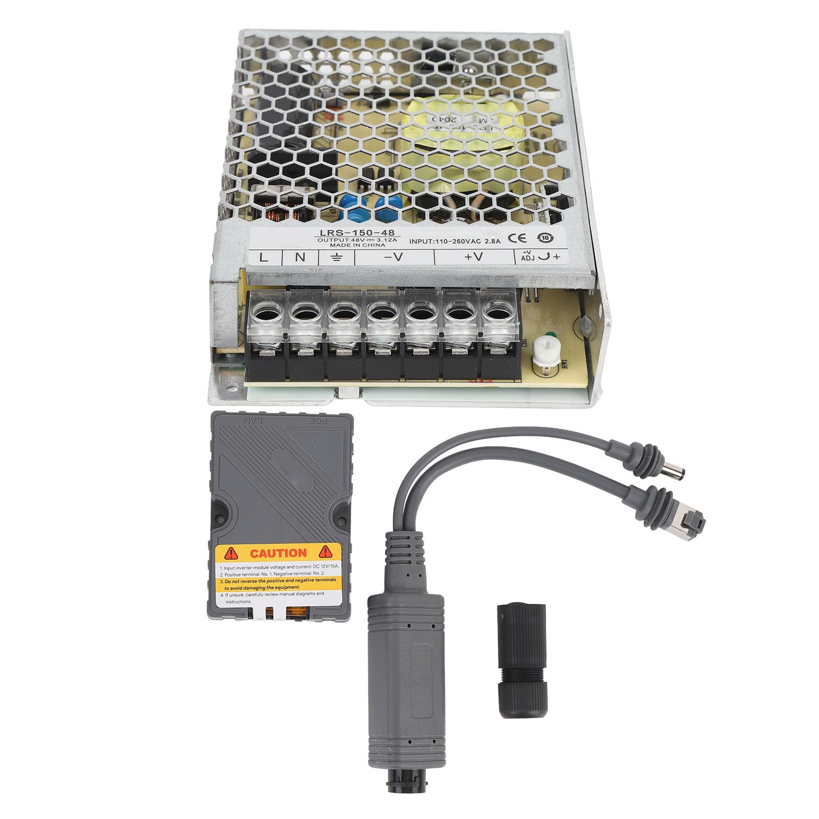 POE Injector Adapter 150W Gigabit Ethernet Power Supply Supports 10/100/1000Mbps DC48-57V 3A Input Short Circuit 100M Data Transfer Distance