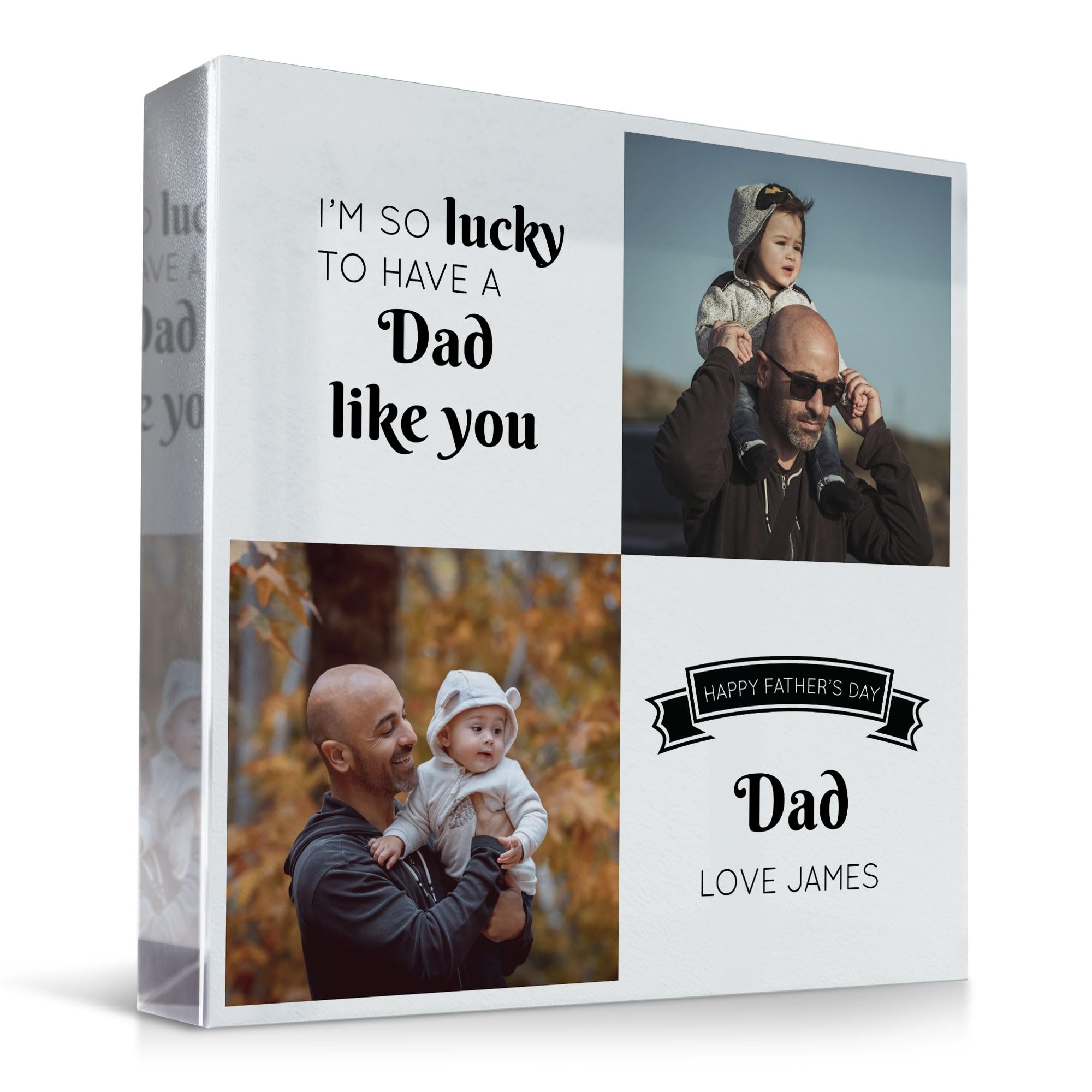 Red Ocean Personalised Fathers Day Photo Gift - Acrylic Freestanding Block - Personalised Gift For Dad - Father's Day Gift For Dad - Dad Gifts From Daughter Son - Personalised Dad Gifts