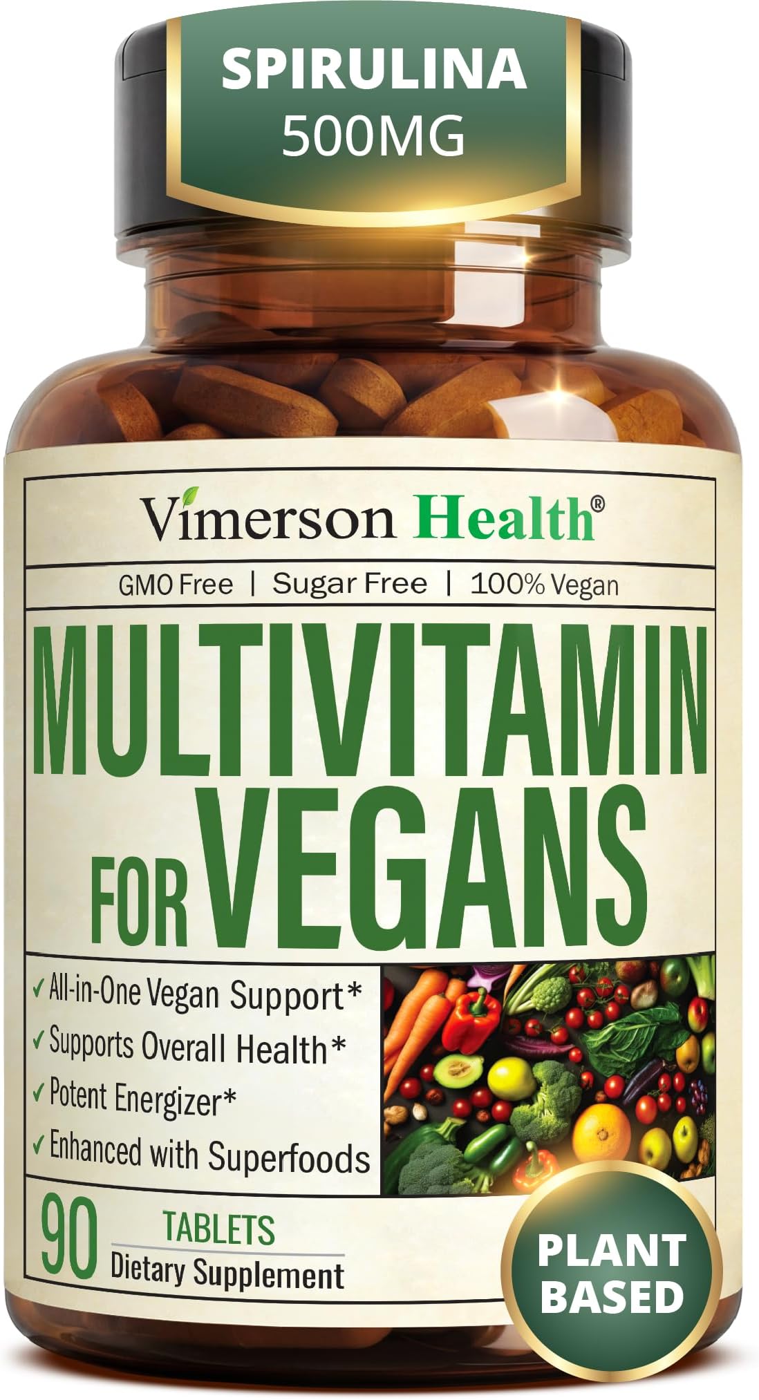 Vegan Multivitamin for Women and Men: Vitamins, Chelated Minerals and Bioavailable D3 for Focus and Energy Support – Daily Womens and Mens Multivitamins & Multiminerals – 90 Tablets
