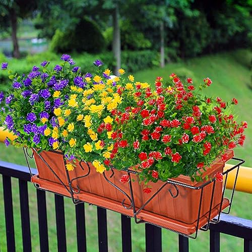 Miniatura 11 de Flores artificiales, arbustos de boj artificiales para exteriores, resistentes a los rayos UV, plantas verdes de plástico sintético para colgar