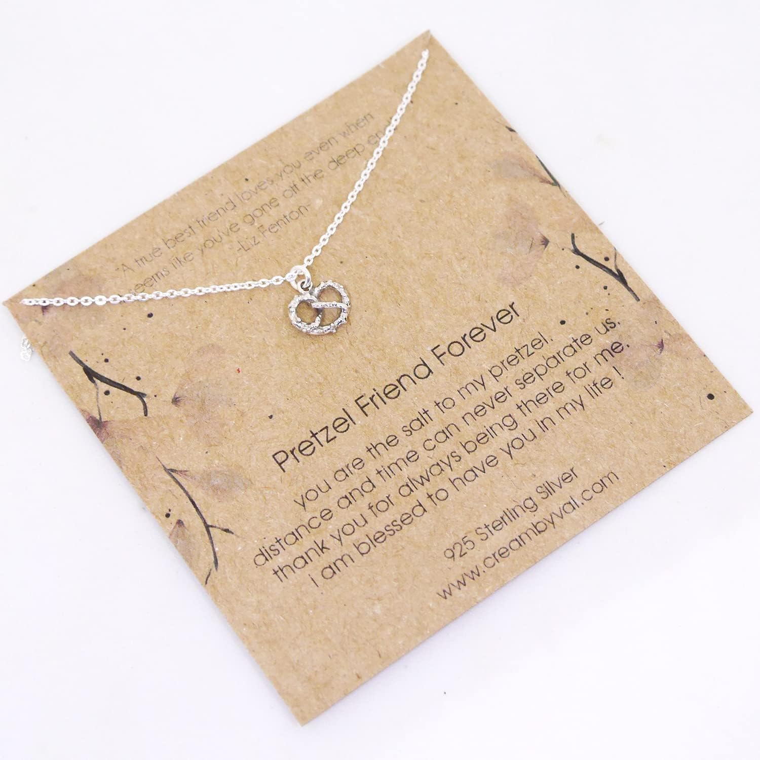 Tiny Pretzel Friend Forever Necklace – Sterling Silver 18'' Chain Length – Cute Minimalist Gift for Best Friend, Sister, Daughter – Dainty Jewelry with Message Card - Image 5