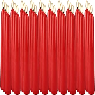 30-Pack Red Taper Candles - 10 Inch Long-Lasting Dinner Candles, Unscented Smokeless for Christmas, Wedding, Party and Home Table Decor